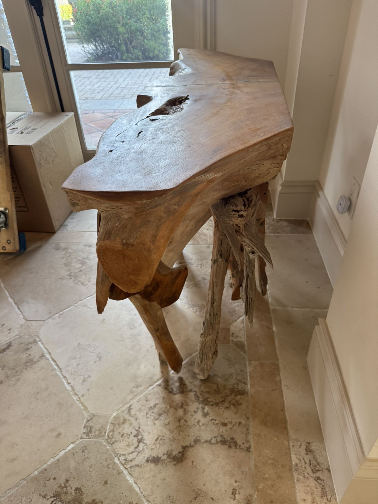 Cypress Root Console Table, Natural  - Excellent Condition - 48” x 15” x 28” - Retail: $1450