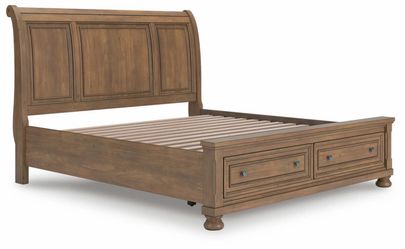 NEW Brown wood Ashley furniture Vandermore king storage bed