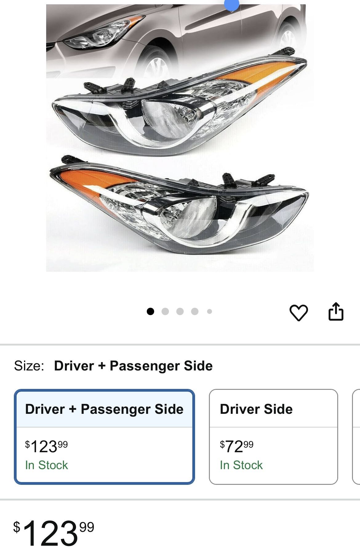 For 2011 2012 2013 Hyundai Elantra Headlight Assembly Halogen Headlight Replacement Set