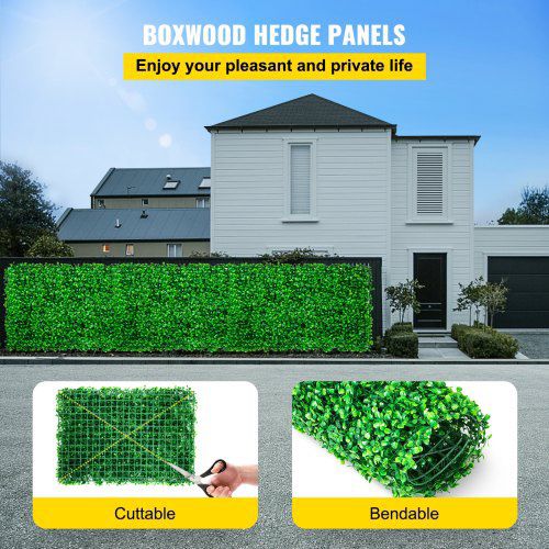 8PCS 24"x16"Artificial Boxwood Panels,Boxwood Hedge Wall Panels Artificial Grass Backdrop Wall 1.6",Privacy Hedge Screen UV Protected for Outdoor Indo