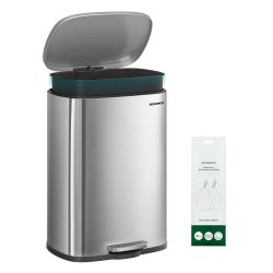 20 Gallon (75 L) Trash Can, Stainless Steel, Step-On Pedal Kitchen Garbage Can, Recycling or Waste Bin, with Soft Close Lid, Removable Inner Bucket, S