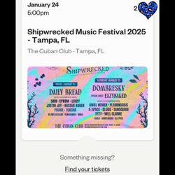 2 VIP Tickets To Shipwrecked Music  Festival Tampa
