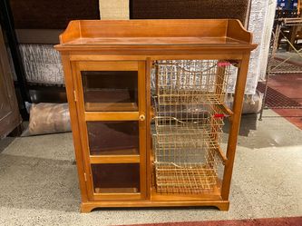Golden Basket Storage Cabinet w/ Glass Top