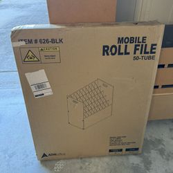 50 Tube Mobile Roll File Filing Cabinet