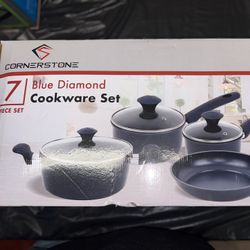 Cornerstone 7 Piece Blue Diamond Cookware Set