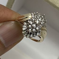 10K Solid Gold Ladies Natural Diamond Cluster Ring