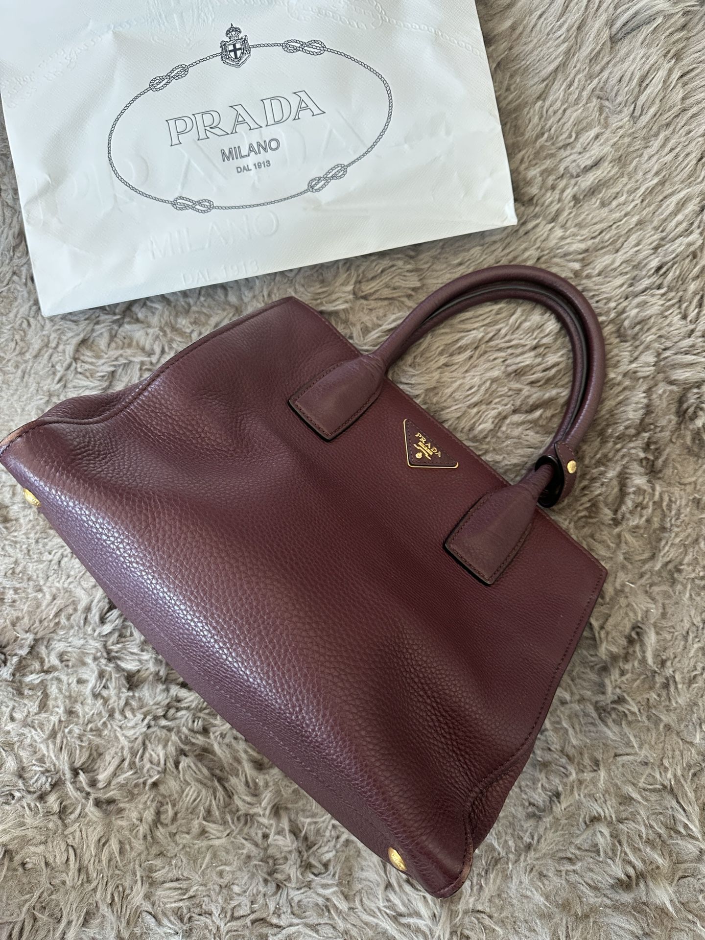 Prada Burgundy Tote Bag - Preloved