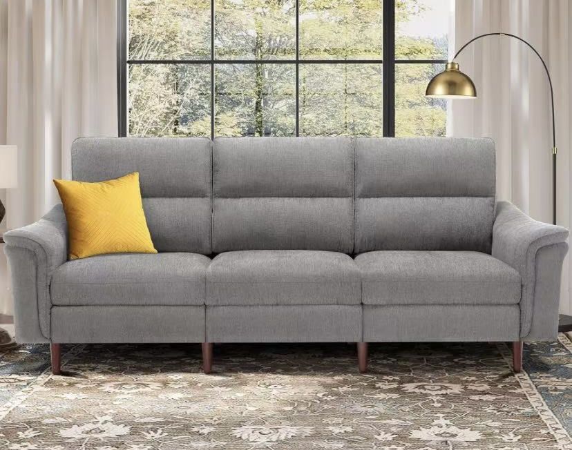 85" Sofa for Living Room, L Shape Sectional Couch Convertible 3 Seater Comfy Sofa, Modern Chenille Fabric Sofa with Reversible Chaise & Fluffy Armrest
