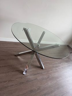 Round glass table chairs included
