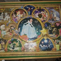 Disney Classics 1500 piece puzzle featuring
101 dalmatians, Alice in wonderland, fantasia, aristocrats, Pinocchio, Cinderella, lady & tramp, snow whit