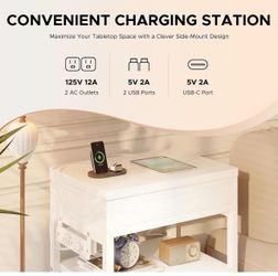 Side Table with Built-In Charging Station