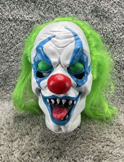 Evil Clown Head Mask Adult Halloween Led Light Up Eyes