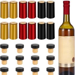 NEW! 30 Pcs Wine Sealer for Wine Bottles - Plastic Heat Shrink Cap & Cork Stopper 