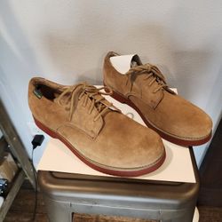 NEW Eastland Casual Shoes Mens Buck Oxford Lace Round Toe Taupe Suede 7680 SZ 12