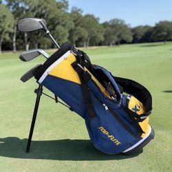 Top-Flite Junior Beginner (Ages 3-5) Left Handed Three Club Set with Backpack Stand Bag! 6 Iron, Driver and Putter. 6 iron is 23” tall
