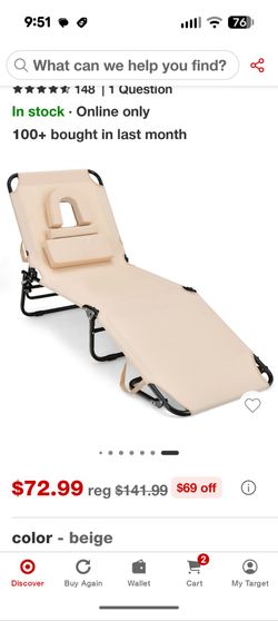 Costway Beach Chaise Lounge Chair