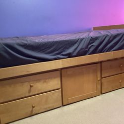 Twin Oak Bed Frame With Storage