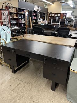 Modern Contemporary 60" Computer Desk w/ 5 Storage Drawers w/ Locks and Keys - Red Cocoa