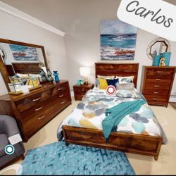 $19 Down Payment Bedroom Set Queen/King Bed Dresser Nightstand and Mirror Chest Option Aziel