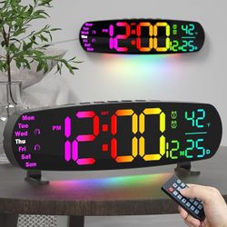 13.7" Large Digital Wall Clock with RGB Night Light and Remote