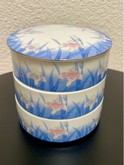Vintage Otagiri Mercantile Company Stackable Porcelain Trinket Box Japan Floral