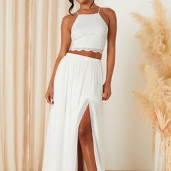 White Two Piece Wedding Dress