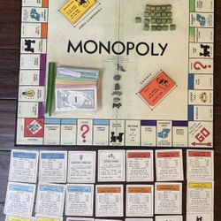 50+Vintage Metal Monopoly Player Pieces, Boards, Rules, Wood Houses + Hotels 