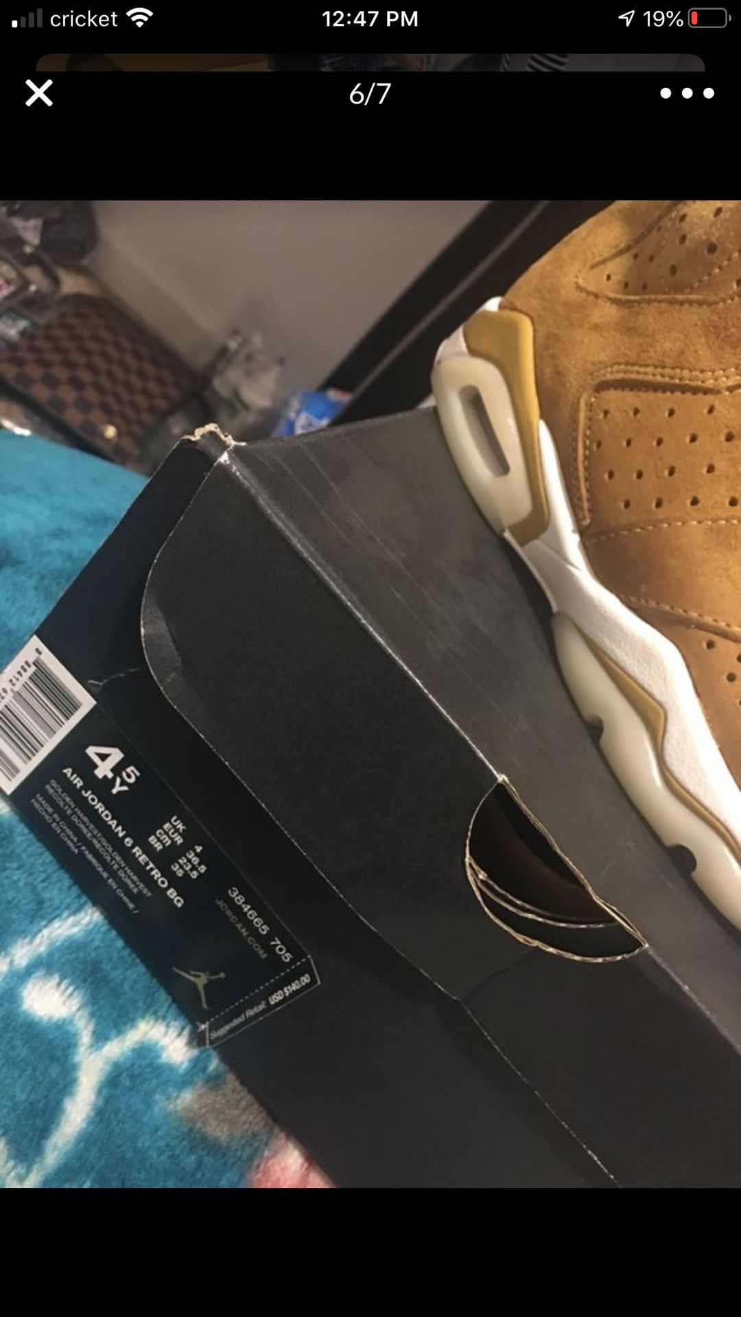 Retro wheat Jordan’s 6 Men's shoes