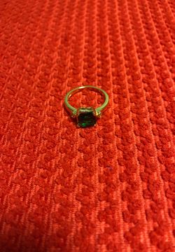 18k gold filled green crystal ring