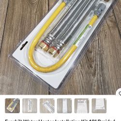 Everbilt Water Heater Installation Kit 18" Braided Stainless Steel w/ Adaptors