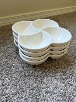 White Ceramic 4-Section Serving Dishes – Set