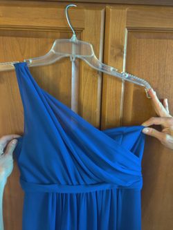 David's Bridal Short Blue Dress, Single Shoulder