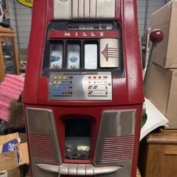1947 Mills 25 Cent Slot Machine And Cabinet Vintage Antique 