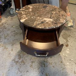 Granite End Tables With 1 Draw Each