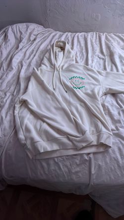 White Pizza Smiley World Large Hoodie