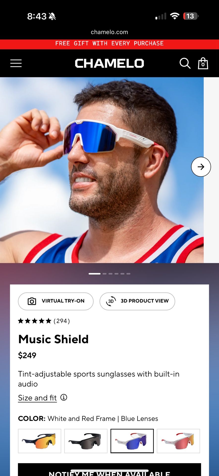 Sunglasses. Chamelo Music Shield (negotiable) Tint-adjustable sports sunglasses with built-in audio