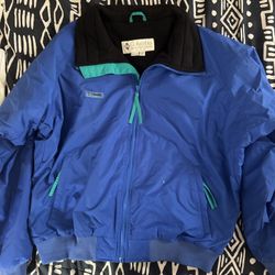 Vintage 90s Columbia Gizzmo Blue Teal Fleece Lined Ski Jacket VTG