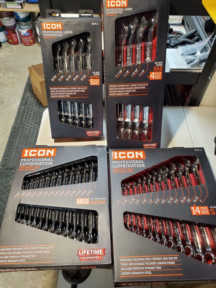 Icon master wrench sets 6mm to 24mm and 1/4 to 1 1/4