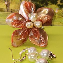 #1835, PRECIOUS MOTHER OF PEARLS RING & PEARLS EARRINGS.
