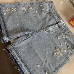 rhinestones men jorts