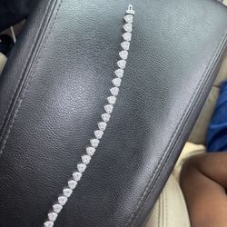 Silver Heart Bracelet Mosinite Diamond 