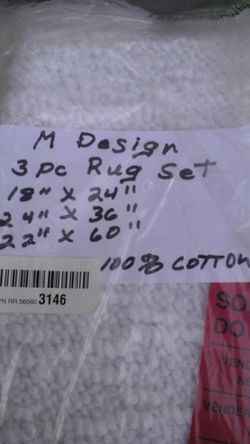 M Design 3 pc Rug Set 100 % Cotton ( sizes are on next page )