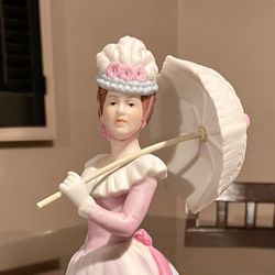 Lady With Parasol - Victorian  Porcelain  Figurine