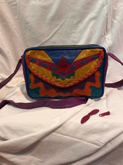 80s Vintage Jewel Tone Leather Crossbody Bag