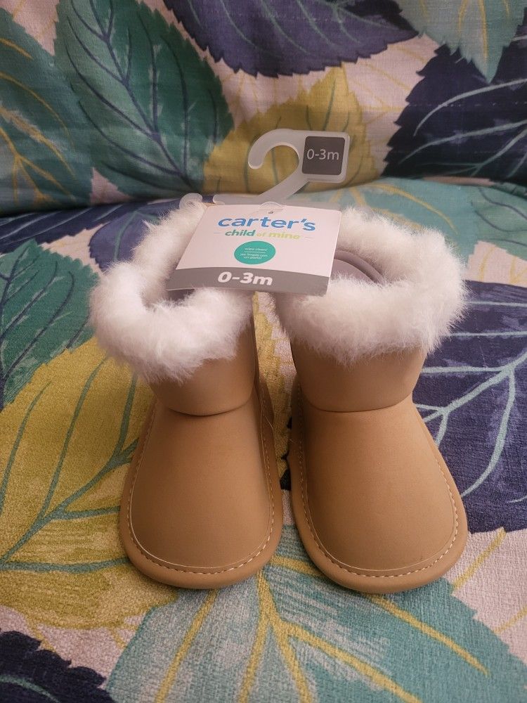 Infant Faux Suede/Fur Boots 0 - 3 Months New