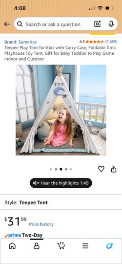 Kids Play Tent/ Teepee