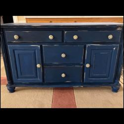Blue Distressed Farmhouse Dresser