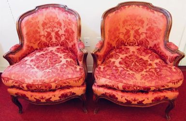 Pair of Early 20TH Century Louis XV Style Bergeres Chairs