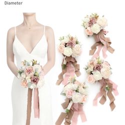 Ling's moment Dusty Rose Bridesmaid Bouquet for Wedding (Qty: 4)