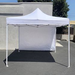 (Brand New) $100 Heavy Duty Canopy 10x10 FT with (1) Sidewall, Ez Popup Outdoor Party Tent Patio Shelter, Carry Bag 